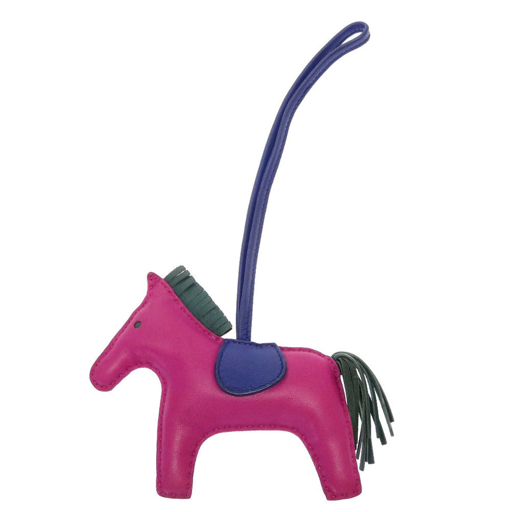 美品 エルメス ロデオMM アニューミロ ローズパープル ブルーエレクトリック マラカイト 紫 キーホルダー バッグチャーム 0066 【中古】 HERMES ロデオチャームMM