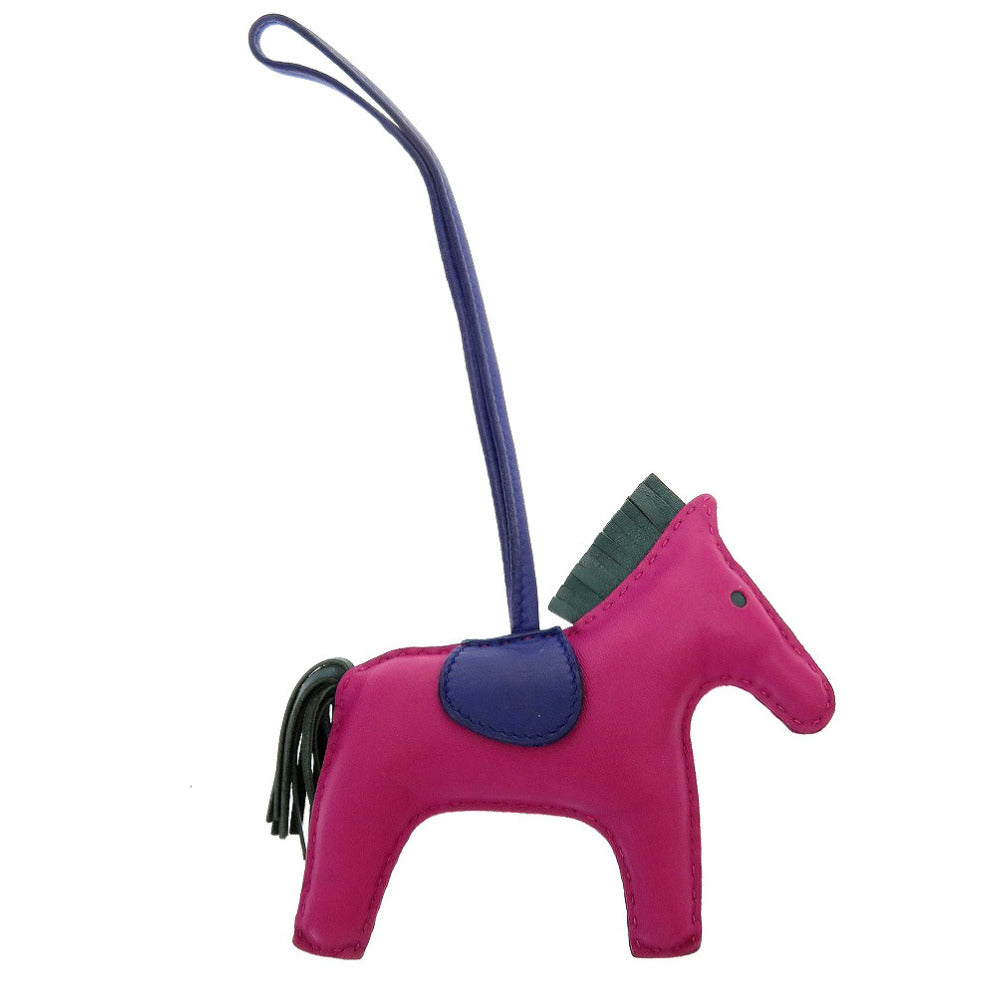 美品 エルメス ロデオMM アニューミロ ローズパープル ブルーエレクトリック マラカイト 紫 キーホルダー バッグチャーム 0066 【中古】 HERMES ロデオチャームMM