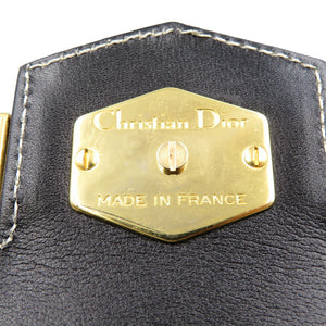 美品 クリスチャン ディオール レザー ゴールド金具 ブラック 黒 ハンドバッグ 0093【中古】Christian Dior
