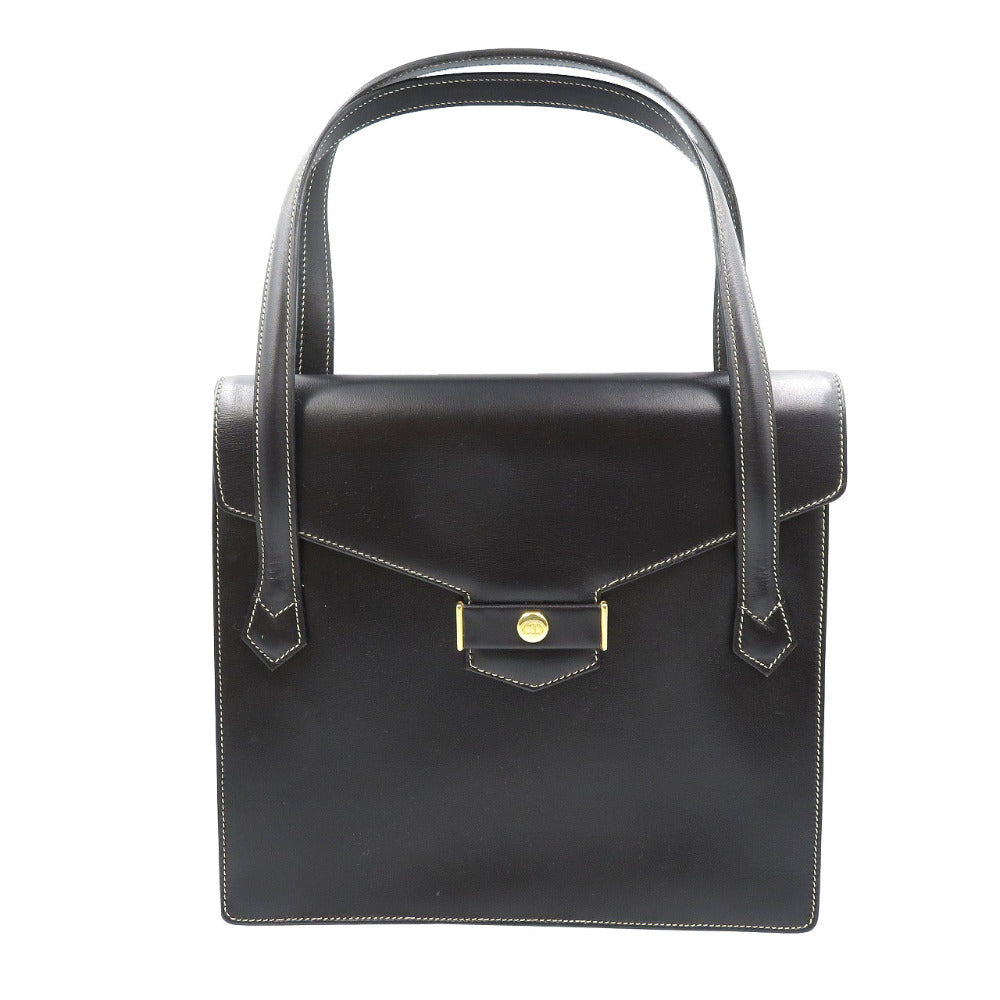 美品 クリスチャン ディオール レザー ゴールド金具 ブラック 黒 ハンドバッグ 0093【中古】Christian Dior