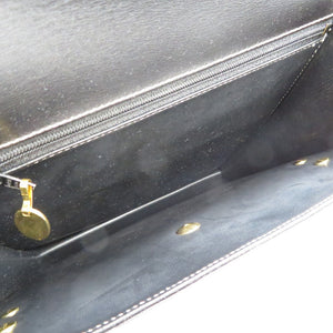 美品 クリスチャン ディオール レザー ゴールド金具 ブラック 黒 ハンドバッグ 0093【中古】Christian Dior