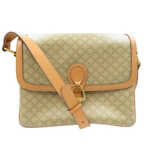 セリーヌ M14 マカダム柄 PVC レザー ベージュショルダーバッグ 0098【中古】CELINE