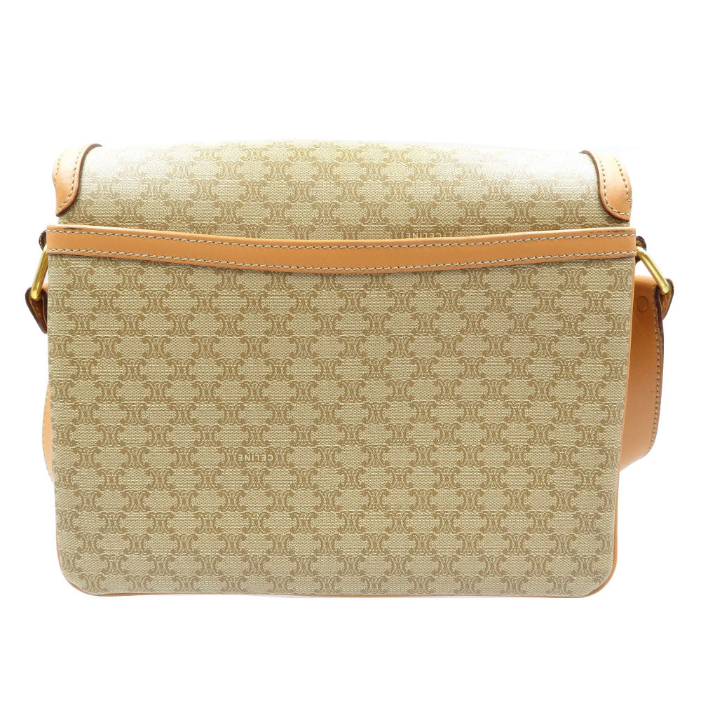 セリーヌ M14 マカダム柄 PVC レザー ベージュショルダーバッグ 0098【中古】CELINE