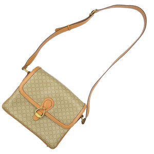 セリーヌ M14 マカダム柄 PVC レザー ベージュショルダーバッグ 0098【中古】CELINE