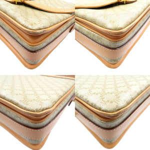 セリーヌ M14 マカダム柄 PVC レザー ベージュショルダーバッグ 0098【中古】CELINE