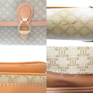 セリーヌ M14 マカダム柄 PVC レザー ベージュショルダーバッグ 0098【中古】CELINE