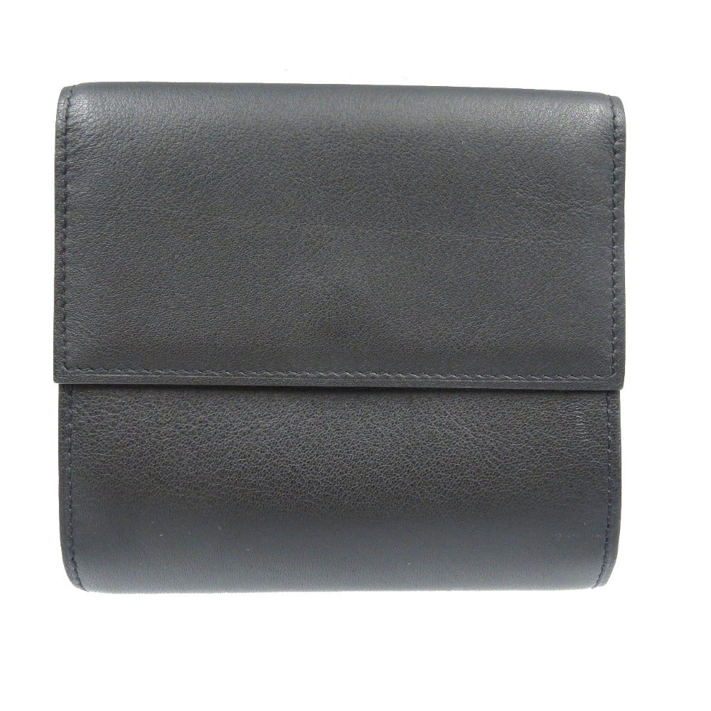 新品同様 カルティエ マストライン レザー シルバー金具 ブラック 黒 Ｗホック 三つ折り財布 0099【中古】Cartier