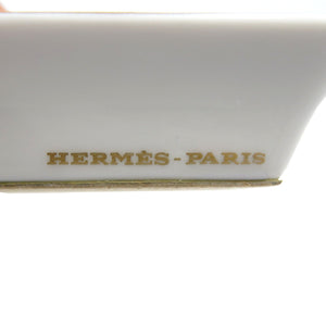 未使用 エルメス ミニアッシュトレイ 陶器 ネイビー レッド イエロー チーター 灰皿 0100【中古】HERMES