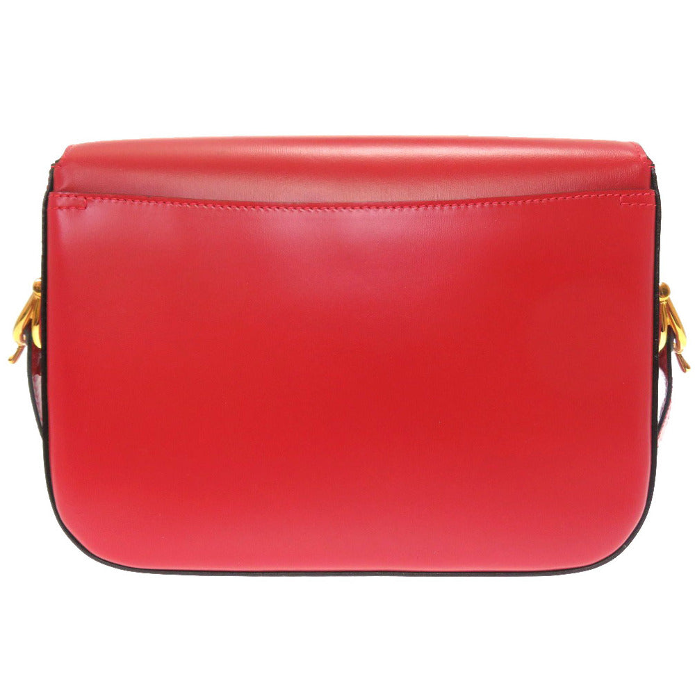 美品 セリーヌ ヴィンテージ 馬車金具 レザー レッド ショルダーバッグ バッグ 赤 0122 【中古】 CELINE