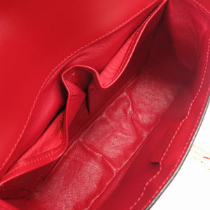 美品 セリーヌ ヴィンテージ 馬車金具 レザー レッド ショルダーバッグ バッグ 赤 0122 【中古】 CELINE