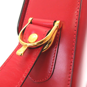美品 セリーヌ ヴィンテージ 馬車金具 レザー レッド ショルダーバッグ バッグ 赤 0122 【中古】 CELINE
