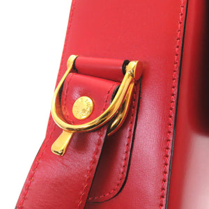 美品 セリーヌ ヴィンテージ 馬車金具 レザー レッド ショルダーバッグ バッグ 赤 0122 【中古】 CELINE