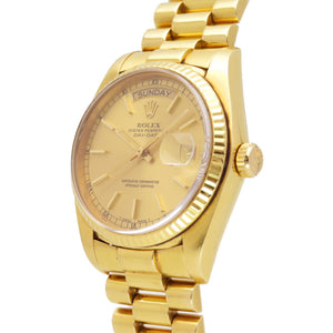 ロレックス デイデイト 18038 K18YG金無垢 自動巻き 腕時計 イエローゴールド ゴールド文字盤 0123【中古】ROLEX メンズ