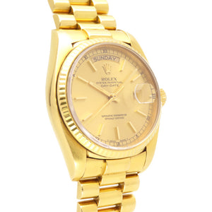 ロレックス デイデイト 18038 K18YG金無垢 自動巻き 腕時計 イエローゴールド ゴールド文字盤 0123【中古】ROLEX メンズ