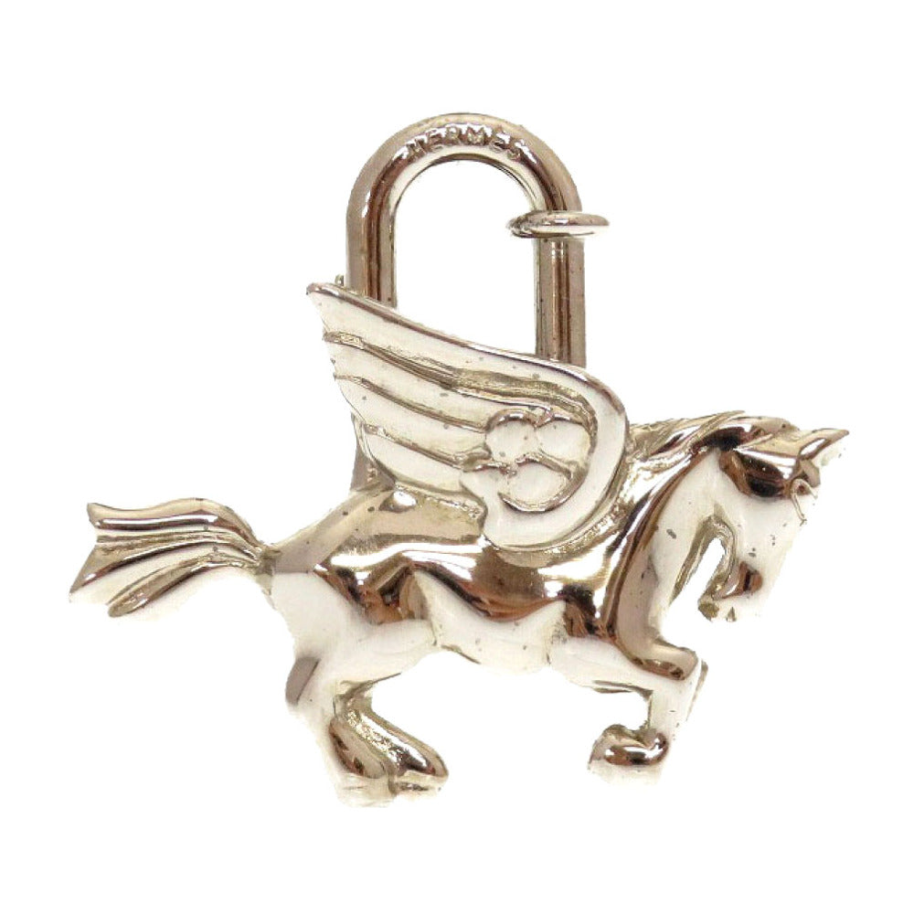 美品 エルメス ペガサス シルバー カデナ 南京錠 メタル キーホルダー バッグチャーム 0143 【中古】 HERMES