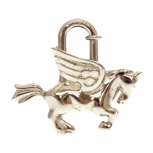 美品 エルメス ペガサス シルバー カデナ 南京錠 メタル キーホルダー バッグチャーム 0143 【中古】 HERMES
