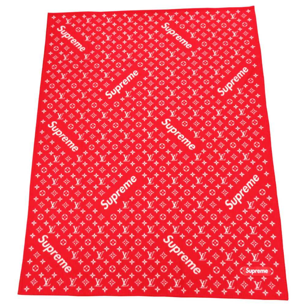 新品同様 ルイヴィトン × シュプリーム ブランケット モノグラム MP1884  ウール/カシミヤ レッド 赤 LV 0157【中古】LOUIS VUITTON