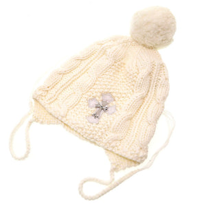 新品同様 クロムハーツ セメタリークロス PONPON ロジウム加工 ビーニー カシミヤ ラムスキン 1 ホワイト 白 ニット帽 帽子 0165【中古】CHROME HEARTS