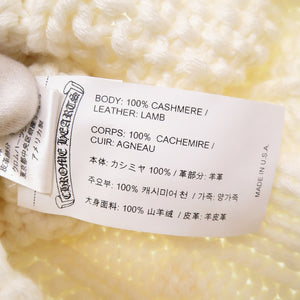 新品同様 クロムハーツ セメタリークロス PONPON ロジウム加工 ビーニー カシミヤ ラムスキン 1 ホワイト 白 ニット帽 帽子 0165【中古】CHROME HEARTS