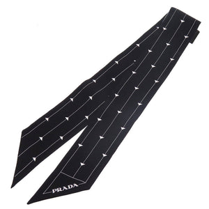 美品 プラダ ツイル シルク ブラック 黒 スカーフ 0166【中古】PRADA