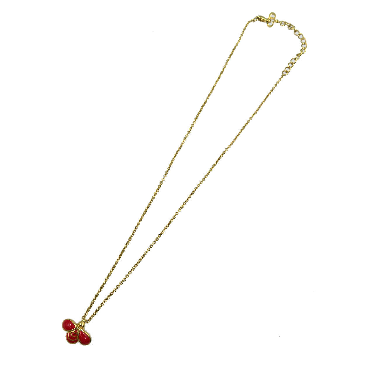 美品 クリスチャン ディオール メタル ゴールド レッド 蜂 ネックレス 0015【中古】Christian Dior