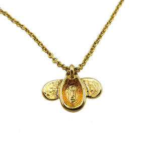 美品 クリスチャン ディオール メタル ゴールド レッド 蜂 ネックレス 0015【中古】Christian Dior