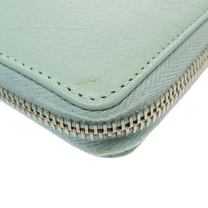 新品同様 バレンシアガ クラシックコンチネンタル 253036 レザー 水色 ラウンドファスナー長財布 財布 0022【中古】BALENCIAGA