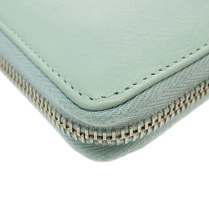 新品同様 バレンシアガ クラシックコンチネンタル 253036 レザー 水色 ラウンドファスナー長財布 財布 0022【中古】BALENCIAGA