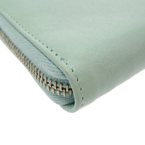 新品同様 バレンシアガ クラシックコンチネンタル 253036 レザー 水色 ラウンドファスナー長財布 財布 0022【中古】BALENCIAGA