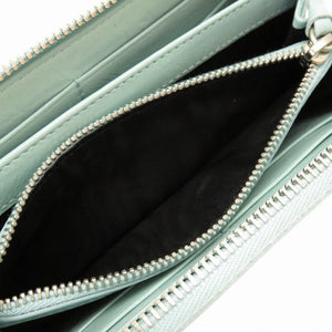 新品同様 バレンシアガ クラシックコンチネンタル 253036 レザー 水色 ラウンドファスナー長財布 財布 0022【中古】BALENCIAGA