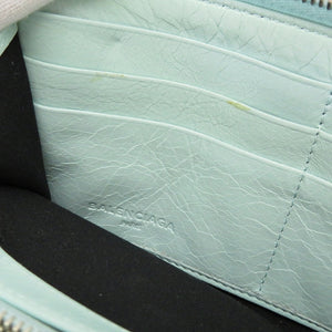 新品同様 バレンシアガ クラシックコンチネンタル 253036 レザー 水色 ラウンドファスナー長財布 財布 0022【中古】BALENCIAGA