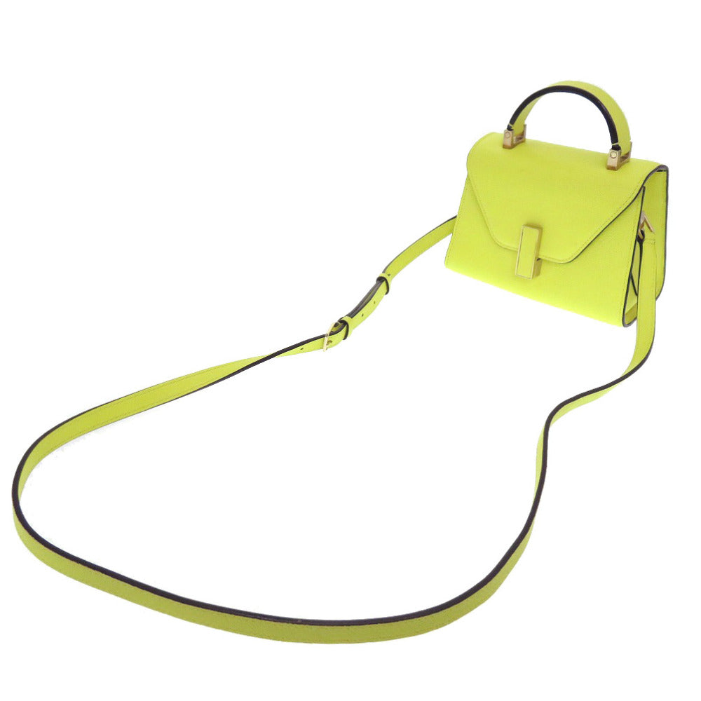 美品 ヴァレクストラ イジィデ マイクロ 2WAY ショルダー ハンドバッグ レザー イエロー 黄色 0036【中古】Valextra