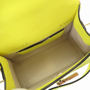 美品 ヴァレクストラ イジィデ マイクロ 2WAY ショルダー ハンドバッグ レザー イエロー 黄色 0036【中古】Valextra