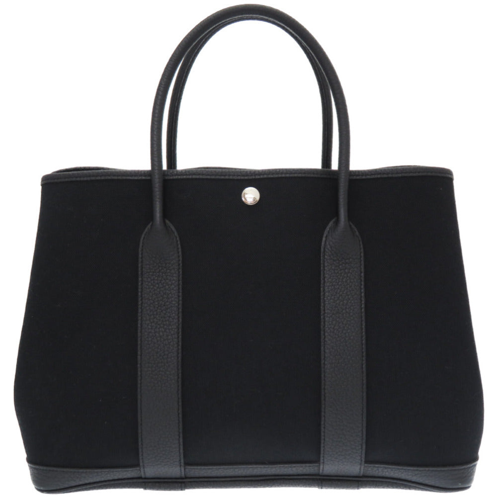 新品同様 エルメス ガーデンパーティ PM 36 トワルミリタリー/ネゴンダ ブラック D刻印(2019年製) ハンドバッグ 黒 0042【中古】HERMES