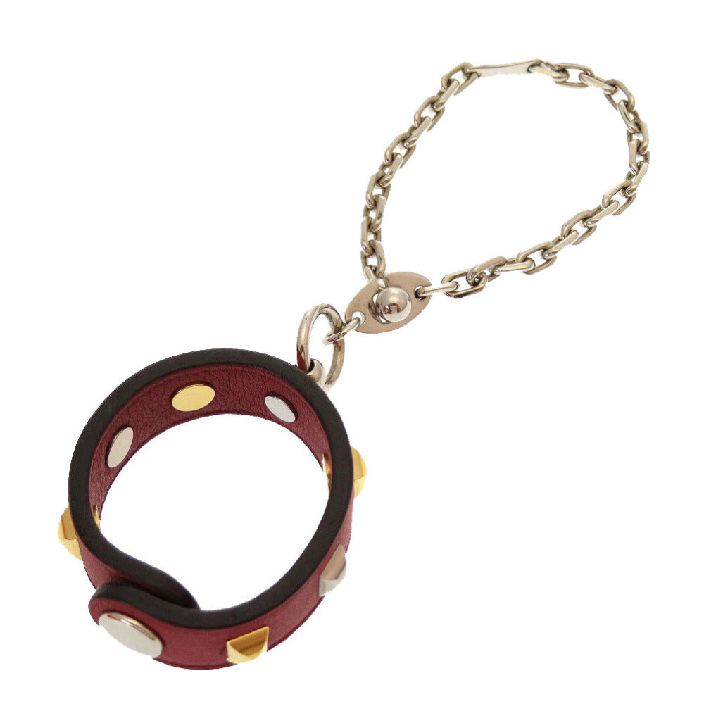 新品同様 エルメス メドールスタッズ サドル スイフト レッド 赤 グローブホルダー キーホルダー 0067【中古】HERMES