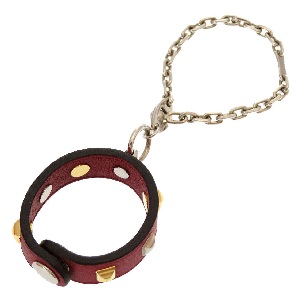 新品同様 エルメス メドールスタッズ サドル スイフト レッド 赤 グローブホルダー キーホルダー 0067【中古】HERMES