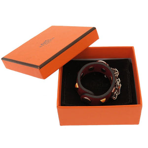 新品同様 エルメス メドールスタッズ サドル スイフト レッド 赤 グローブホルダー キーホルダー 0067【中古】HERMES