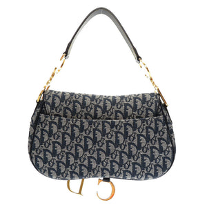 新品同様 クリスチャン ディオール ダブル サドルバッグ トロッター キャンバス ネイビー ハンドバッグ バッグ 紺 0072 【中古】 Christian Dior