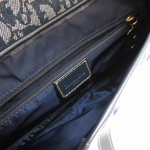 新品同様 クリスチャン ディオール ダブル サドルバッグ トロッター キャンバス ネイビー ハンドバッグ バッグ 紺 0072 【中古】 Christian Dior