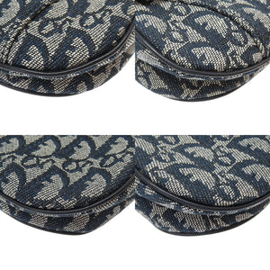 新品同様 クリスチャン ディオール ダブル サドルバッグ トロッター キャンバス ネイビー ハンドバッグ バッグ 紺 0072 【中古】 Christian Dior