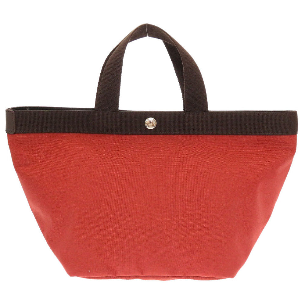 新品同様 エルベシャプリエ コーデュラ 舟型 ナイロン レッド ブラウン 赤 茶 トートバッグ 0077【中古】Herve Chapelier