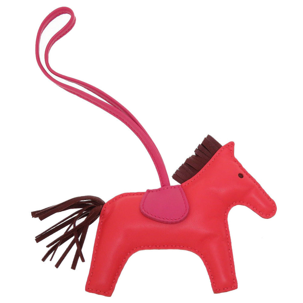 美品 エルメス ロデオチャームMM アニューミロ ルビー ルージュインディアン ローズメキシコ キーホルダー バッグチャーム 0094【中古】HERMES