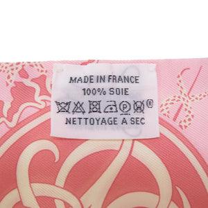 美品 エルメス ツイリー 馬車 シルク ピンク スカーフ 0098【中古】HERMES