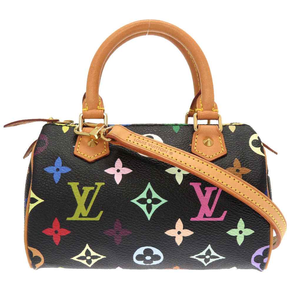 美品 ルイ ヴィトン モノグラムマルチカラー ミニスピーディ ノワール M92644 2WAY ハンドバッグ バッグ 黒 LV 0106 【中古】 LOUIS VUITTON