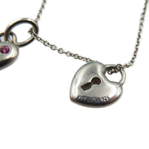ティファニー シルバー925 ピンクサファイア 鍵 ハートキー ネックレス 0107【中古】TIFFANY&Co.