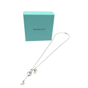 ティファニー シルバー925 ピンクサファイア 鍵 ハートキー ネックレス 0107【中古】TIFFANY&Co.