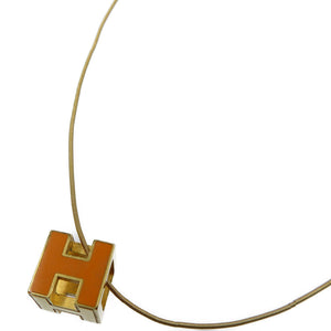 エルメス カージュドアッシュ Hキューブ メタル オレンジ ゴールド ネックレス 0112【中古】HERMES