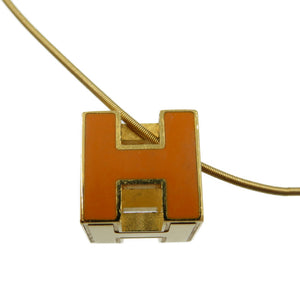 エルメス カージュドアッシュ Hキューブ メタル オレンジ ゴールド ネックレス 0112【中古】HERMES