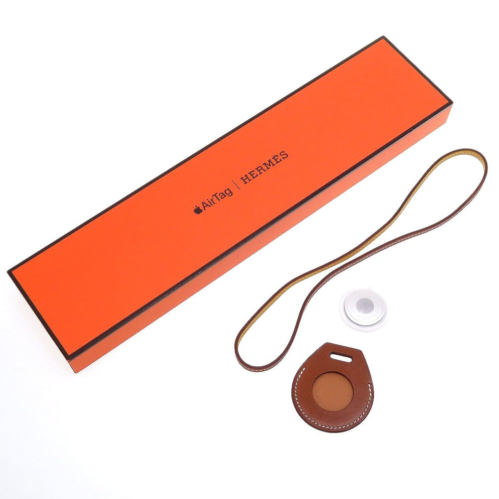 新品同様 エルメス Air Tag エアタグ Y刻印(2020年製) ヴォーバレニア ブラウン イエロー 茶 黄 バッグチャーム 0122【中古】HERMES