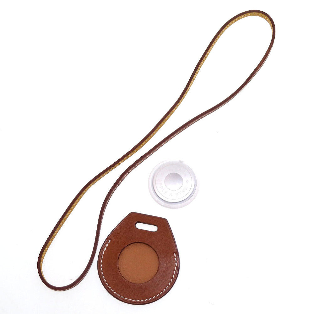 新品同様 エルメス Air Tag エアタグ Y刻印(2020年製) ヴォーバレニア ブラウン イエロー 茶 黄 バッグチャーム 0122【中古】HERMES